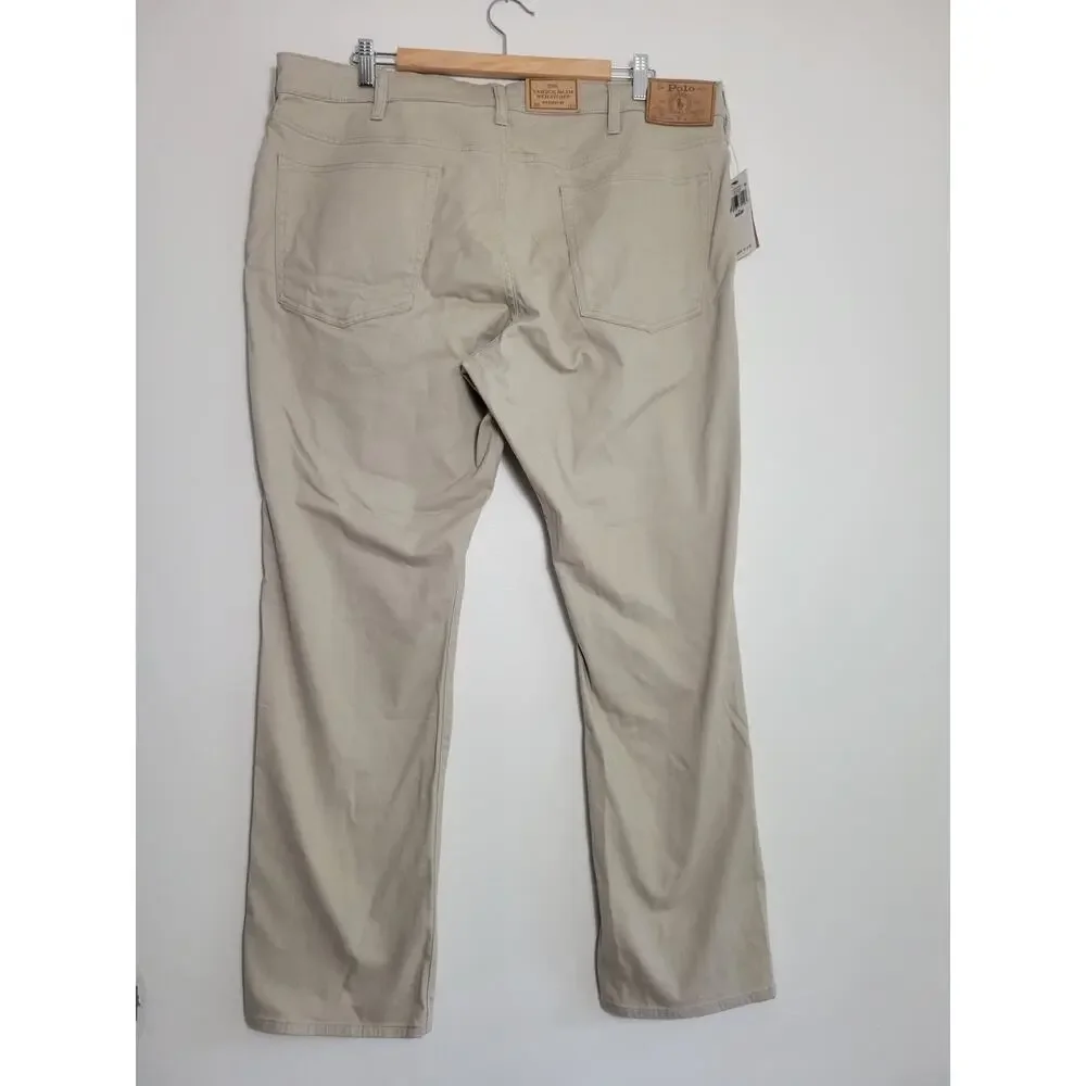 Polo Ralph Lauren Varick Slim Straight Stretch Pants Mens 38x30 Khaki Beige NWT